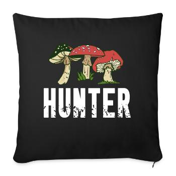 HUNTER Awesome Retro Mushroom Hunting T-Shirt - Sofa pillowcase 17,3'' x 17,3'' (45 x 45 cm) - black - Front