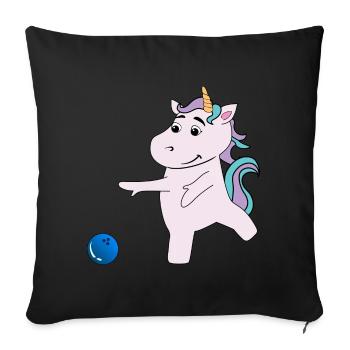 Unicorn plays bowling - Sofa pillowcase 17,3'' x 17,3'' (45 x 45 cm) - black - Front