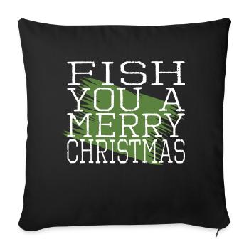 citation drôle animal heureux barbecue sous le sapin - Housse de coussin décorative 45 x 45 cm - noir - Devant