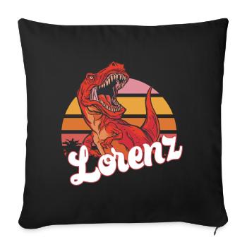 LORENZ - Beautiful boy name with T-REX Dino - Sofa pillowcase 17,3'' x 17,3'' (45 x 45 cm) - black - Front