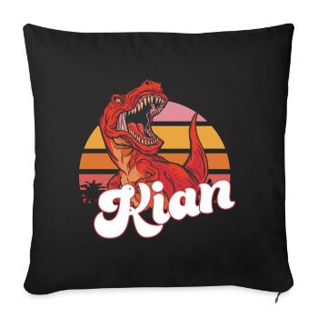 KIAN - Beau prénom de garçon avec T-REX Dino - Housse de coussin décorative 45 x 45 cm - noir - Devant
