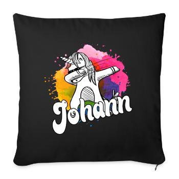 JOHANN - Beau nom de garçon avec une licorne cool - Housse de coussin décorative 45 x 45 cm - noir - Devant