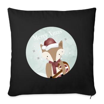 renard doré pour Noël avec canne à sucre - Housse de coussin décorative 45 x 45 cm - noir - Devant