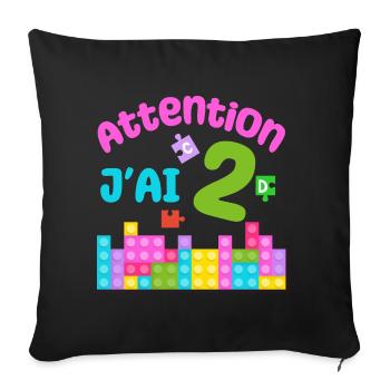 Gift 2 years Birthday I am 2 years old - Sofa pillowcase 17,3'' x 17,3'' (45 x 45 cm) - black - Front