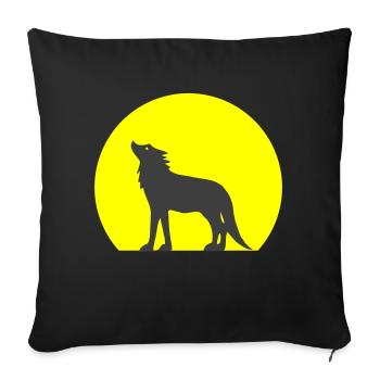 silhouette wolf and moon - Sofa pillowcase 17,3'' x 17,3'' (45 x 45 cm) - black - Front