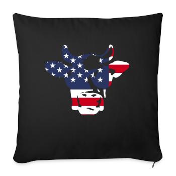 Idée cadeau de vache américaine avec lunettes de soleil - Housse de coussin décorative 45 x 45 cm - noir - Devant