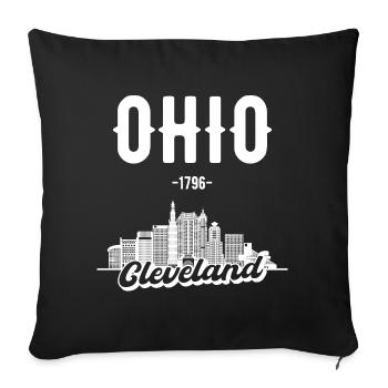 Cleveland Ohio Skyline Gift - Sofa pillowcase 17,3'' x 17,3'' (45 x 45 cm) - black - Front