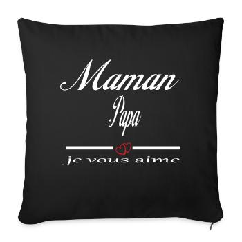 Maman Papa Je Vous Aime - Housse de coussin décorative 45 x 45 cm - noir - Devant