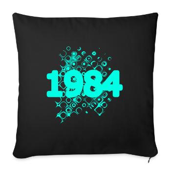 Année 1984 - Housse de coussin décorative 45 x 45 cm - noir - Devant