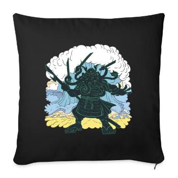 Giant Cthulhu samurai japanese - Sofa pillowcase 17,3'' x 17,3'' (45 x 45 cm) - black - Front
