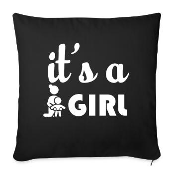 Schwangerschaft Babyparty Babyshower Boy Girl - Sofakissenbezug 45 x 45 cm - Schwarz - Vorne