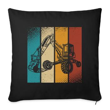 Excavatrice - Housse de coussin décorative 45 x 45 cm - noir - Devant