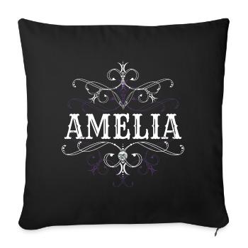 Amelia Surname First Name Personalized - Sofa pillowcase 17,3'' x 17,3'' (45 x 45 cm) - black - Front