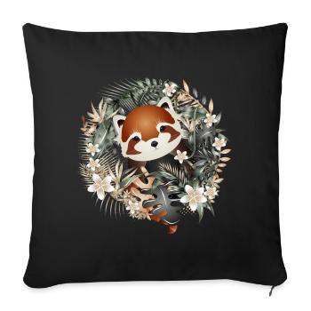 Magical little red panda bear in the jungle - Sofa pillowcase 17,3'' x 17,3'' (45 x 45 cm) - black - Front