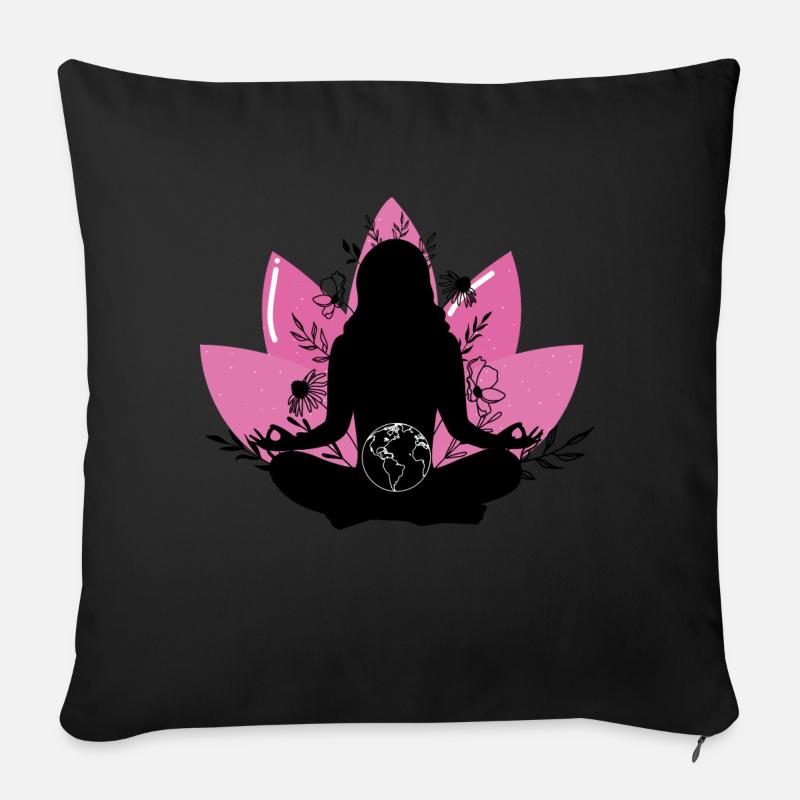 Gaia Lotus - Sofakissenbezug 45 x 45 cm - Schwarz
