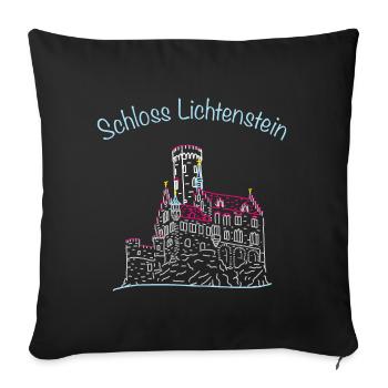 Schloss Lichtenstein, Märchenschloss, Deutschland - Sofakissenbezug 45 x 45 cm - Schwarz - Vorne