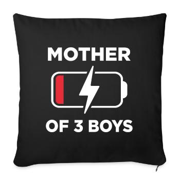 Mutter von 3 Jungen - Sofakissenbezug 45 x 45 cm - Schwarz - Vorne