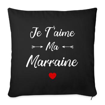 Je t'aime ma Marraine - Housse de coussin décorative 45 x 45 cm - noir - Devant