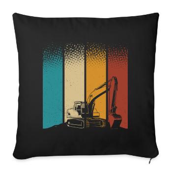 Excavator - Sofa pillowcase 17,3'' x 17,3'' (45 x 45 cm) - black - Front