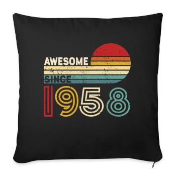1958 Geschenk Geburtstag Jahrgang Spruch - Sofakissenbezug 45 x 45 cm - Schwarz - Vorne