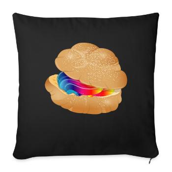 Illustration of a colourfully filled cream puff - Sofa pillowcase 17,3'' x 17,3'' (45 x 45 cm) - black - Front