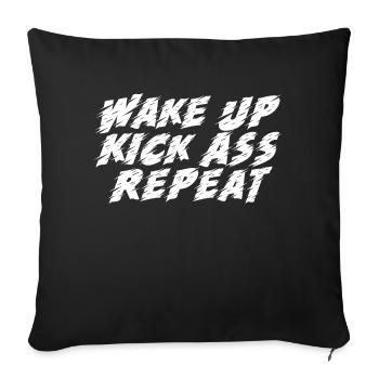 Wake Up Repeat - Sofa pillowcase 17,3'' x 17,3'' (45 x 45 cm) - black - Front