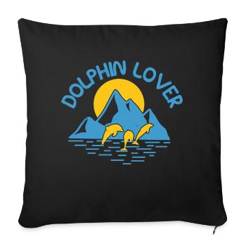 DOLPHINS LOVE - Sofa pillowcase 17,3'' x 17,3'' (45 x 45 cm) - black - Front
