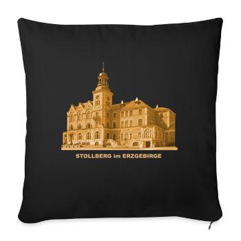 Stollberg Mairie District d’Erzgebirge Ville de Saxe - Housse de coussin décorative 45 x 45 cm - noir - Devant