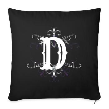 Letter D, point (D) - Sofa pillowcase 17,3'' x 17,3'' (45 x 45 cm) - black - Front