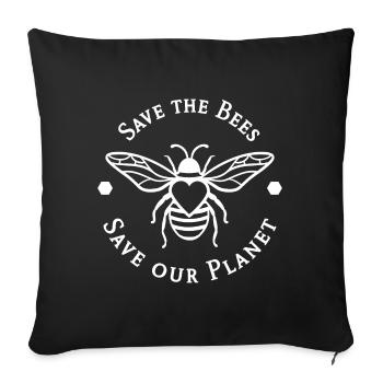 Sauvons les abeilles Sauvez notre planète - Housse de coussin décorative 45 x 45 cm - noir - Devant