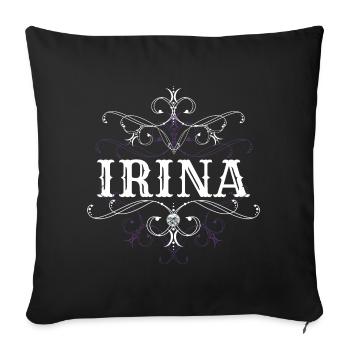 Irina Nom Prénom personnalisé - Housse de coussin décorative 45 x 45 cm - noir - Devant