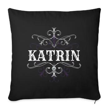 Katrin Nom Prénom personnalisé - Housse de coussin décorative 45 x 45 cm - noir - Devant