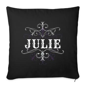 Julie Nom Prénom personnalisé - Housse de coussin décorative 45 x 45 cm - noir - Devant