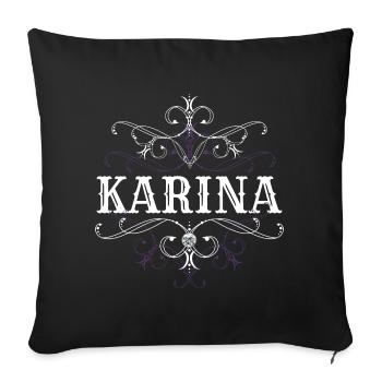 Karina Surname First name personalized - Sofa pillowcase 17,3'' x 17,3'' (45 x 45 cm) - black - Front