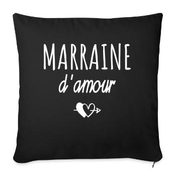 marraine d amour / cadeau humour marraine - Housse de coussin décorative 45 x 45 cm - noir - Devant