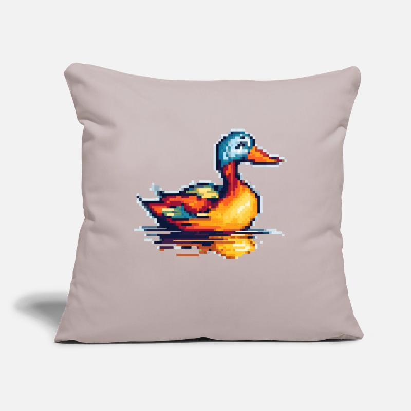 Petit canard dans les graphiques à pixels rétro 8 bits Housse de coussin décorative 45 x 45 cm