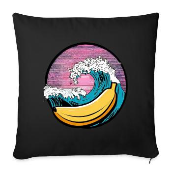 Surfing Banana Sunset - Sofa pillowcase 17,3'' x 17,3'' (45 x 45 cm) - black - Front