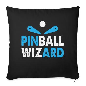 Pinball machine white blue Pinball Wizard Flipper - Sofa pillowcase 17,3'' x 17,3'' (45 x 45 cm) - black - Front