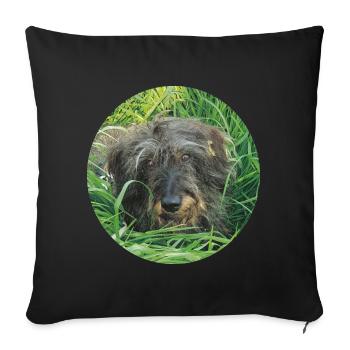 Cute wire-haired dachshund lifelike - dachshund - Sofa pillowcase 17,3'' x 17,3'' (45 x 45 cm) - black - Front