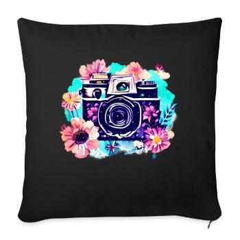 Photographer Photographing Camera Funny Photographers - Sofa pillowcase 17,3'' x 17,3'' (45 x 45 cm) - black - Front