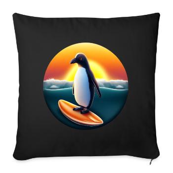 Penguin Surfer - Housse de coussin décorative 45 x 45 cm - noir - Devant