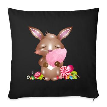 cute bunny with cotton candy & candy - Sofa pillowcase 17,3'' x 17,3'' (45 x 45 cm) - black - Front