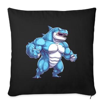Bodybuilder Shark - Housse de coussin décorative 45 x 45 cm - noir - Devant