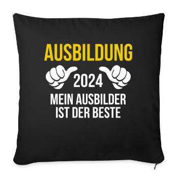 Azubi Geschenk Ausbildung 2024 Lehrling Spruch - Sofakissenbezug 45 x 45 cm - Schwarz - Vorne