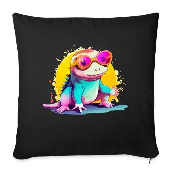 Mino the spectacled axolotl - Sofa pillowcase 17,3'' x 17,3'' (45 x 45 cm) - black - Front