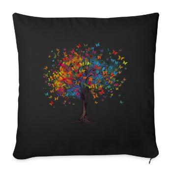 Butterfly Tree Colorful Butterflies Flies - Sofa pillowcase 17,3'' x 17,3'' (45 x 45 cm) - black - Front
