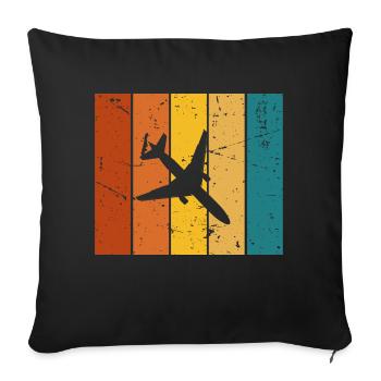 Avion cadeau Vintage - Housse de coussin décorative 45 x 45 cm - noir - Devant
