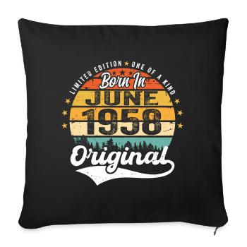 Né en Juin 1958 Cadeau d’anniversaire Juin 1958 - Housse de coussin décorative 45 x 45 cm - noir - Devant