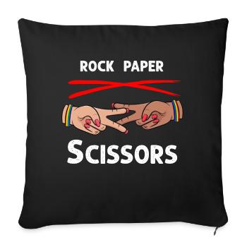 Ciseaux en papier rock drôle Lesbian Pride LGBT - Housse de coussin décorative 45 x 45 cm - noir - Devant