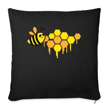 abeille en nid d’abeille - Housse de coussin décorative 45 x 45 cm - noir - Devant